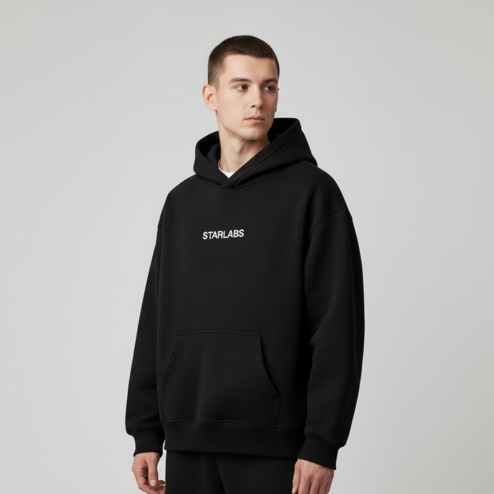 STARLABS OVERSIZED HOODIE NOIR (Sweat à capuche unisexe)